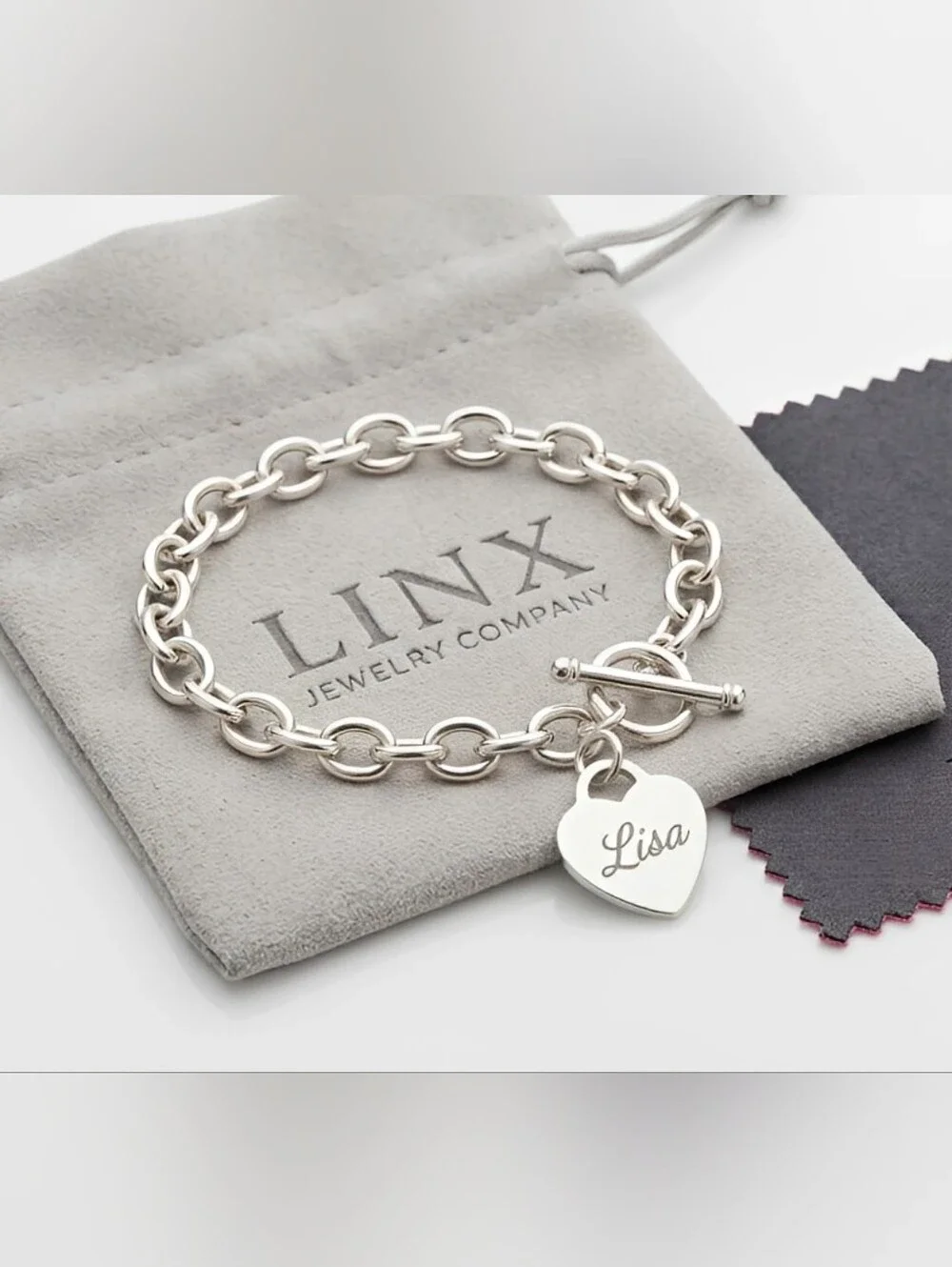 Personalized Heart Pendant Bracelet With A Toggle Clasp